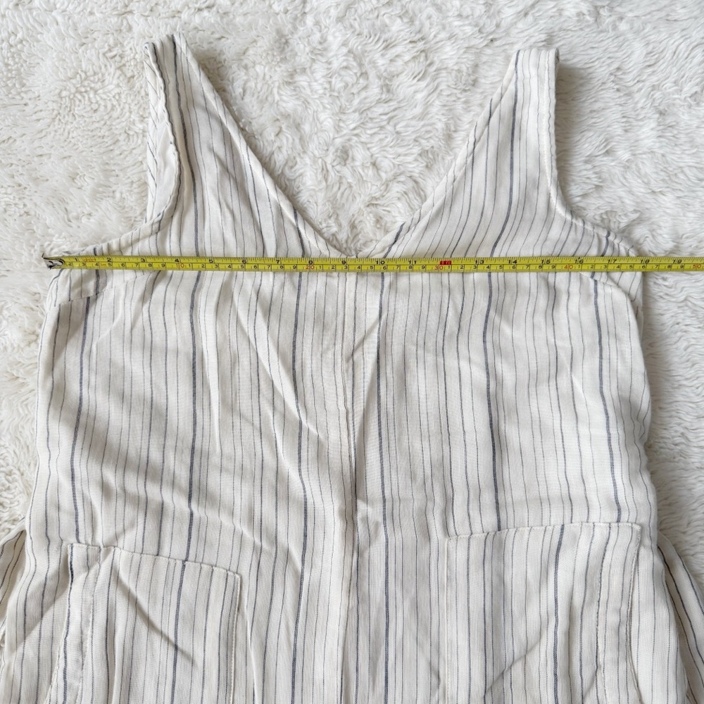 Japna Woman Cream Striped Light Cotton V-Neck Sleeveless Jumpsuit MEDIUM Boho - Picture 6 of 7